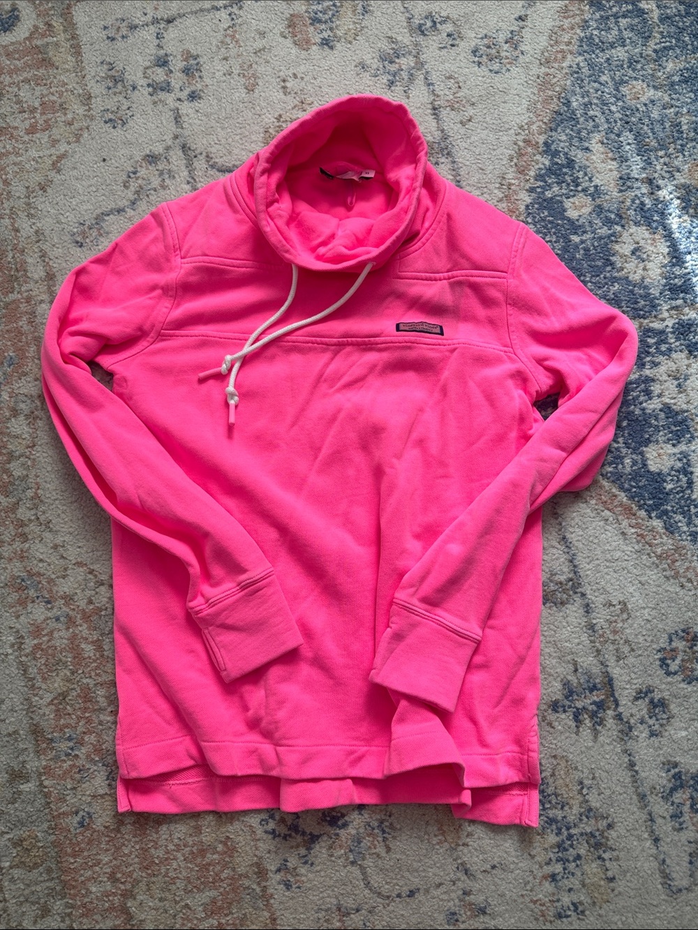 Vineyard Vines Hot Pink Pullover Fleece with Funnel Neck